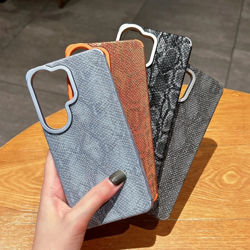 Luxury for Magsafe Inside Magnetic Case for Samsung Galaxy S26 Ultra S23 S22 S25 S24 Ultra Plus S26Ultra Snake Pattern Cover