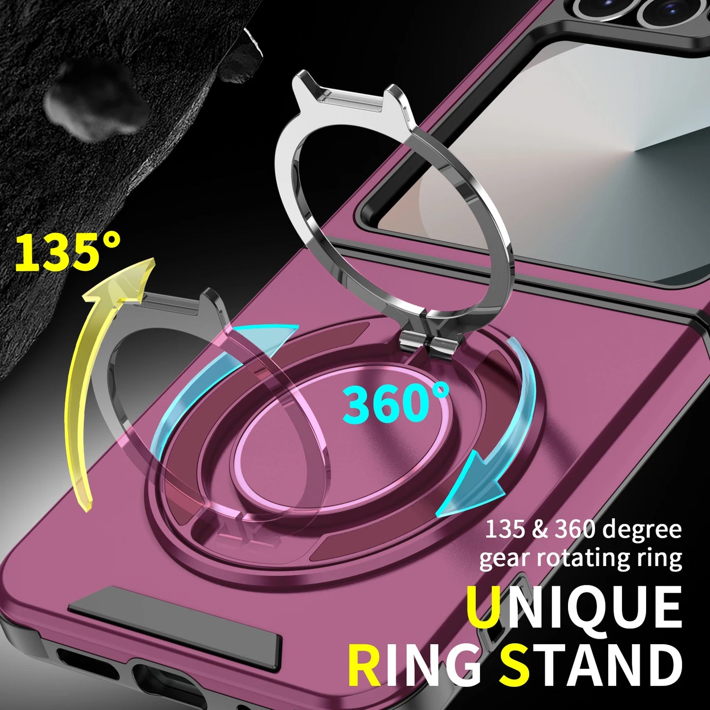 Phone Case for Samsung Galaxy Z Flip 8 7 6 Flip7 FE 360 Degree Rotating Magnetic Bracket Shockproof Armor Protection Back Cover