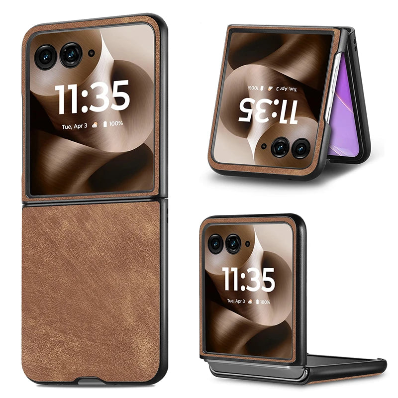 Case For Motorola Razr 60 Ultra 2025 50 Ultra 40 Ultra Razr Plus 2024 Retro PU Leather Hard Shockproof Mobile Phone Case Cover