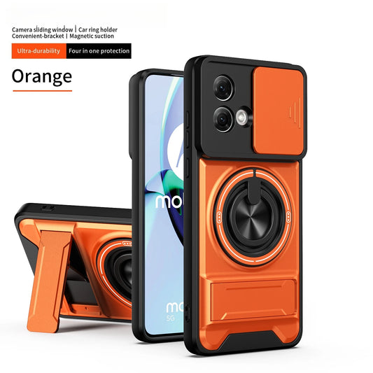 360 Rotating Magnetic Ring Holder Phone Case For Motorola G86 G56 G35 G64 G34 G84 G55 G53 Lens Slide Camera kickstand Cover