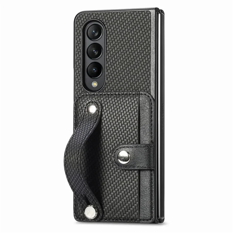 Luxury Case For Samsung Galaxy Z Fold 7 5G 2025 Leather Card Wristband Back Cover For Galaxy Z Fold 6 5 4 3 2 Fold7 Funda