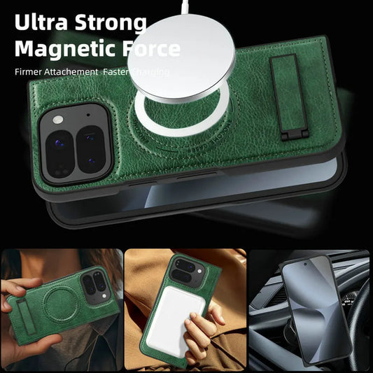 Pixel10 Pro Fold 5G Luxury Case Wireless Charging Leather Magnet Back Stand Coque For Google Pixel 10 Pro Fold Armor Cover