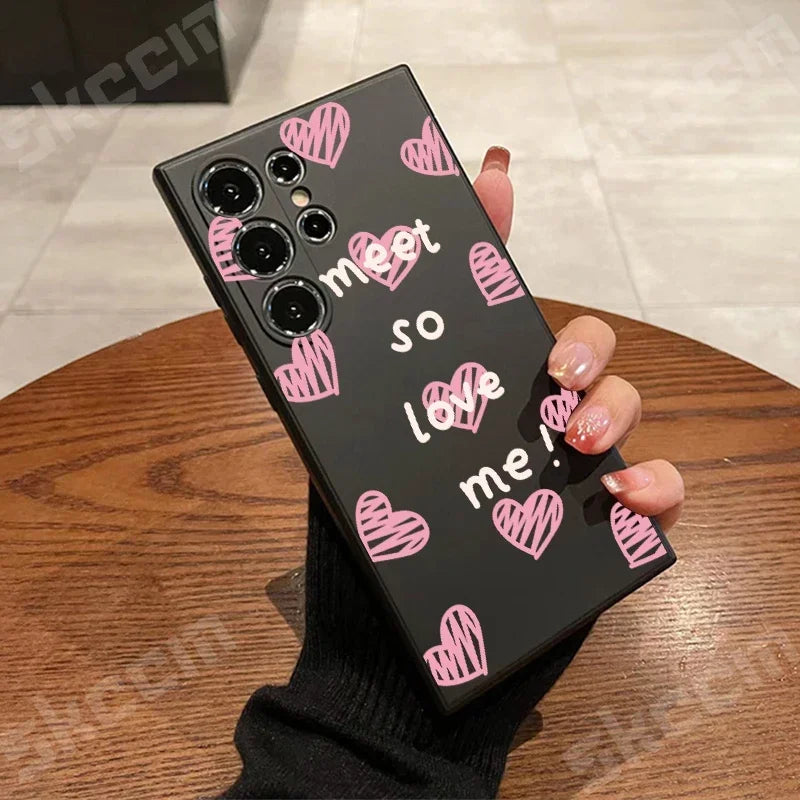 Colorful Love Heart Happy Phone Case For Samsung Galaxy S24 Ultra S25 S23 S22 Plus S20 FE A54 A55 A15 A35 A51 A71 A72 A73 Cover