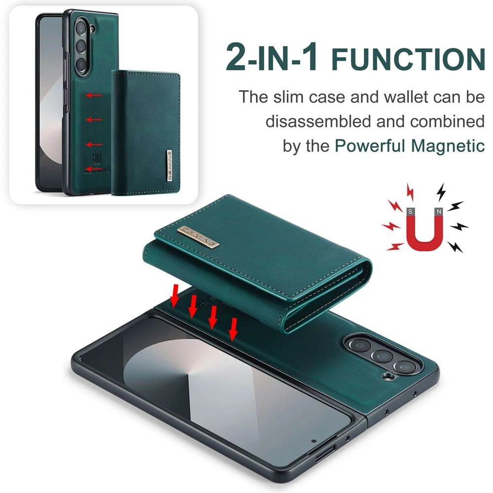 Kickstand Leather Wallet Case Magnetic Phone Case for Samsung Galaxy Z Fold 7 6 5 4 3 Phone Cover Tri-fold Cards Bag Back Shell