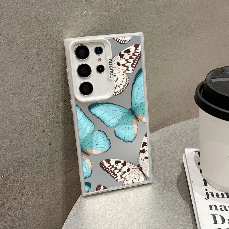 For Samsung Galaxy S25 S24 S23 S22 Ultra Plus S21 S23 S24 FE Laser Phone Case New Fashion Elegant Butterfly Shockproof Covers