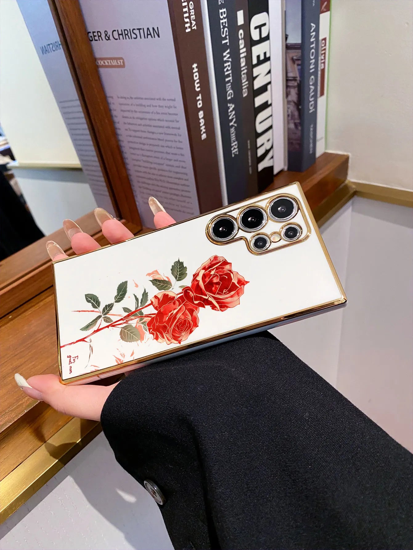 Luxury Plating Red Rose Pattern Design Phone Case For Samsung Galaxy S25 Ultra S24 S23 FE S22 S21 S20 Plus Silicone Back Cover
