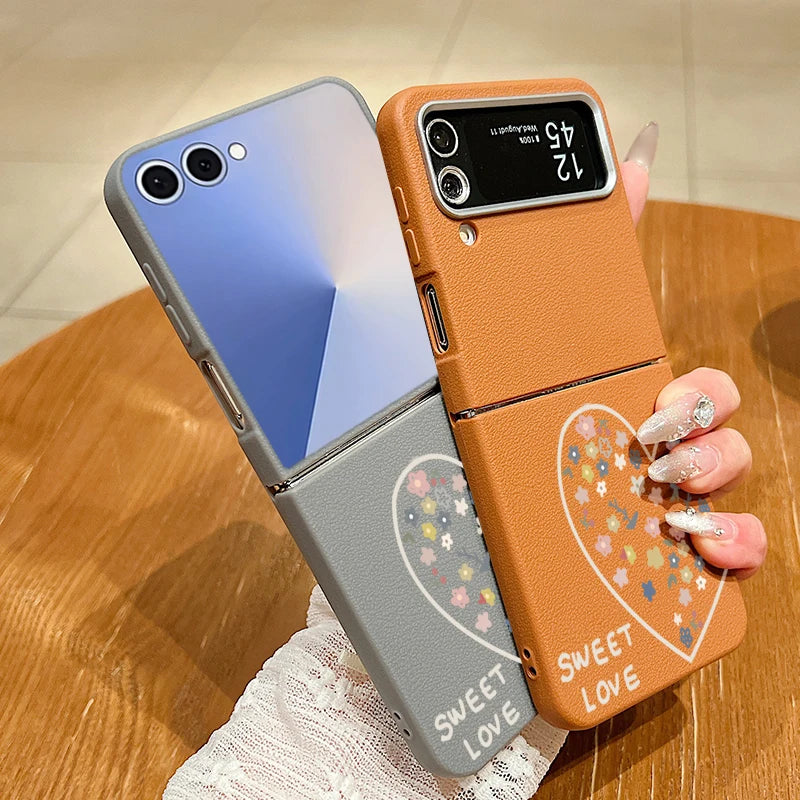 Magnetic Sweet Love Pattern Phone Case For Samsung Galaxy Z Flip7 FE Flip6 Flip 7 6 5 4 3 5G For Magsafe Soft TPU Folding Cover