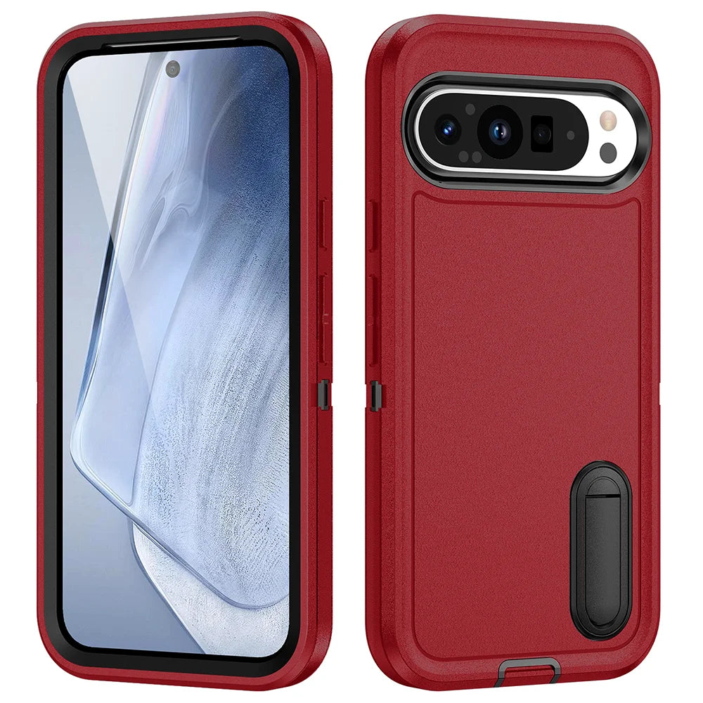 Military Grade Shockproof Cover For Google Pixel 9 Pro XL 3IN1 Anti-Shock Strong Stand Case For Google Pixel 9 Pro Armor Bumper