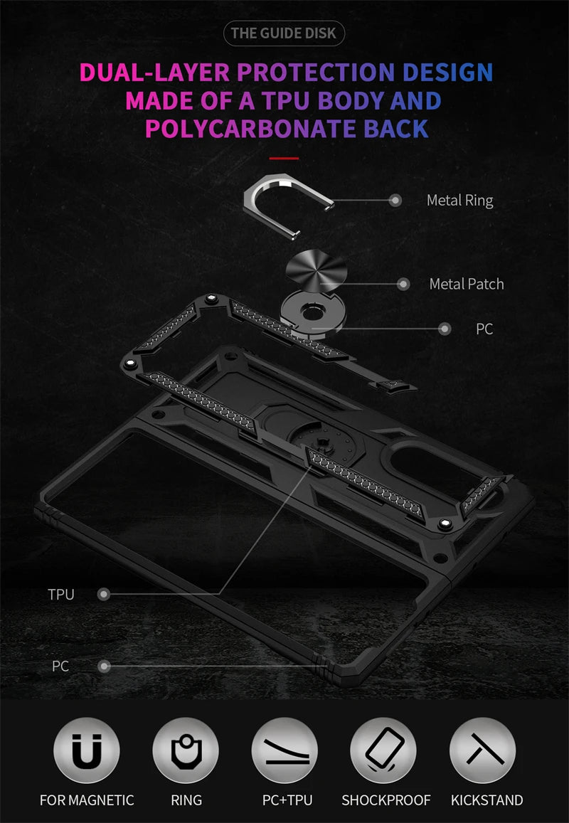 For Samsung Galaxy Z Fold3 5G ZFlod3 Case Magnetic Car Holder Ring Stand Shockproof Armor Phone Case For Sumsung Z Fold 3 Cover