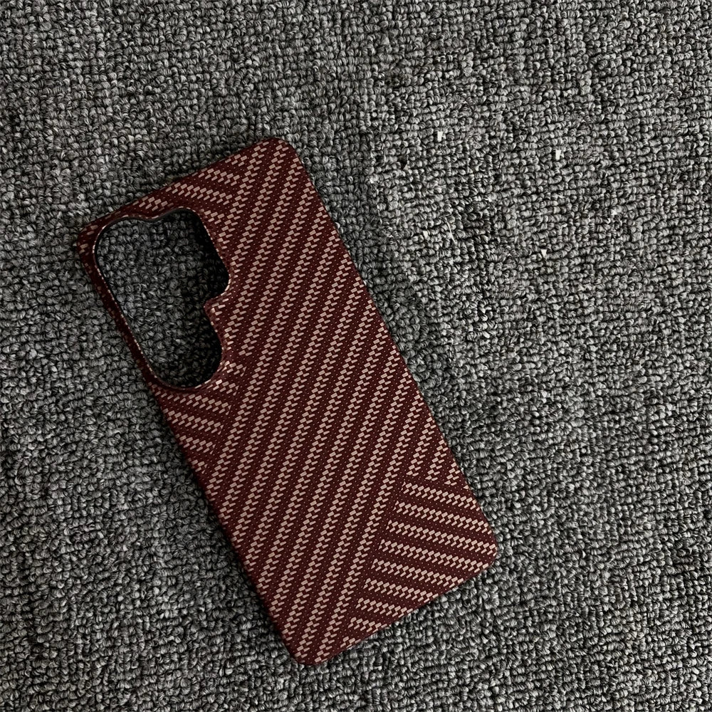 Kevlar Twill Striped Magnetic Frosted Phone Case for Samsung S26 S25 S24 Plus S23 Ultra Wireless Charge Carbon Fiber Thin Cover