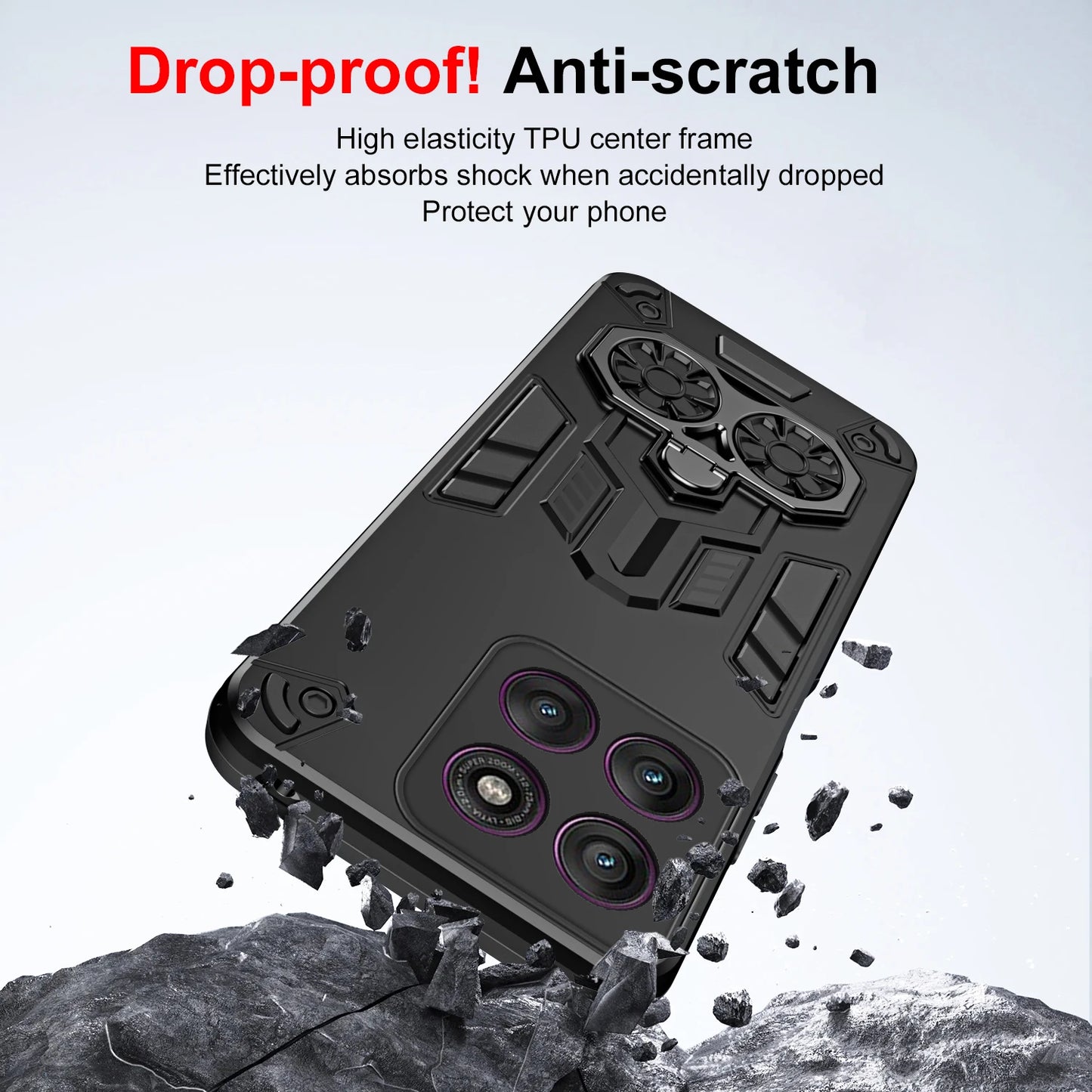 Case for Motorola Moto Edge 60 Pro Fusion Stylus 50 Neo Protective Cover Shockproof Armor Metal Ring Kickstand Fundas Coque