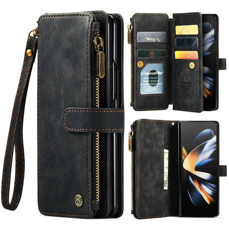 Busniess Zipper Wallet Case For Samsung Z Fold 5 4 3 phone case For samsung S23 Ultra S22 Plus S21 FE S20 12 A13 A53 A54 5g case