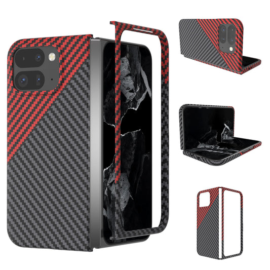 Ultra-Thin Skin Feel Matte Frosted Carbon Fiber Decal Case for Google Pixel 9 Pro Fold Shockproof Folding Protective Cover Funda