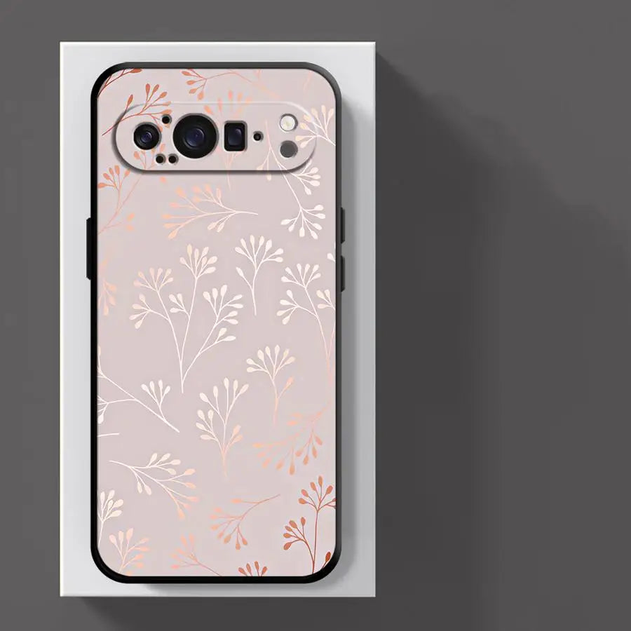 Pink Metallic Flowers Funda Phone Cover Case for Google Pixel 10A 7a 6a 10 9 Pro XL 9a 6 7 8 Pro 8a
