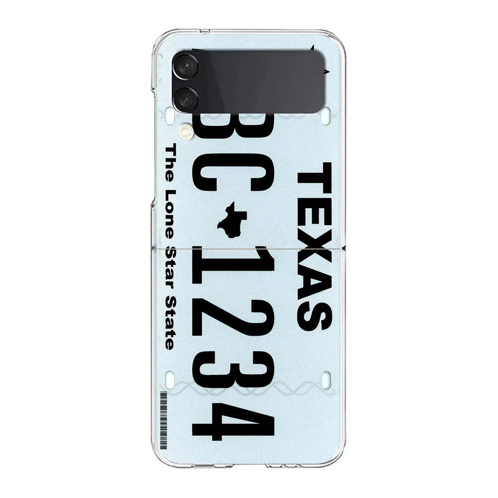 Retro Vintage License Plate Phone Case For Samsung Galaxy Z Flip 7 6 5 4 3 For Samsung Flip7 Flip6 Shockproof Hard Folding Cover