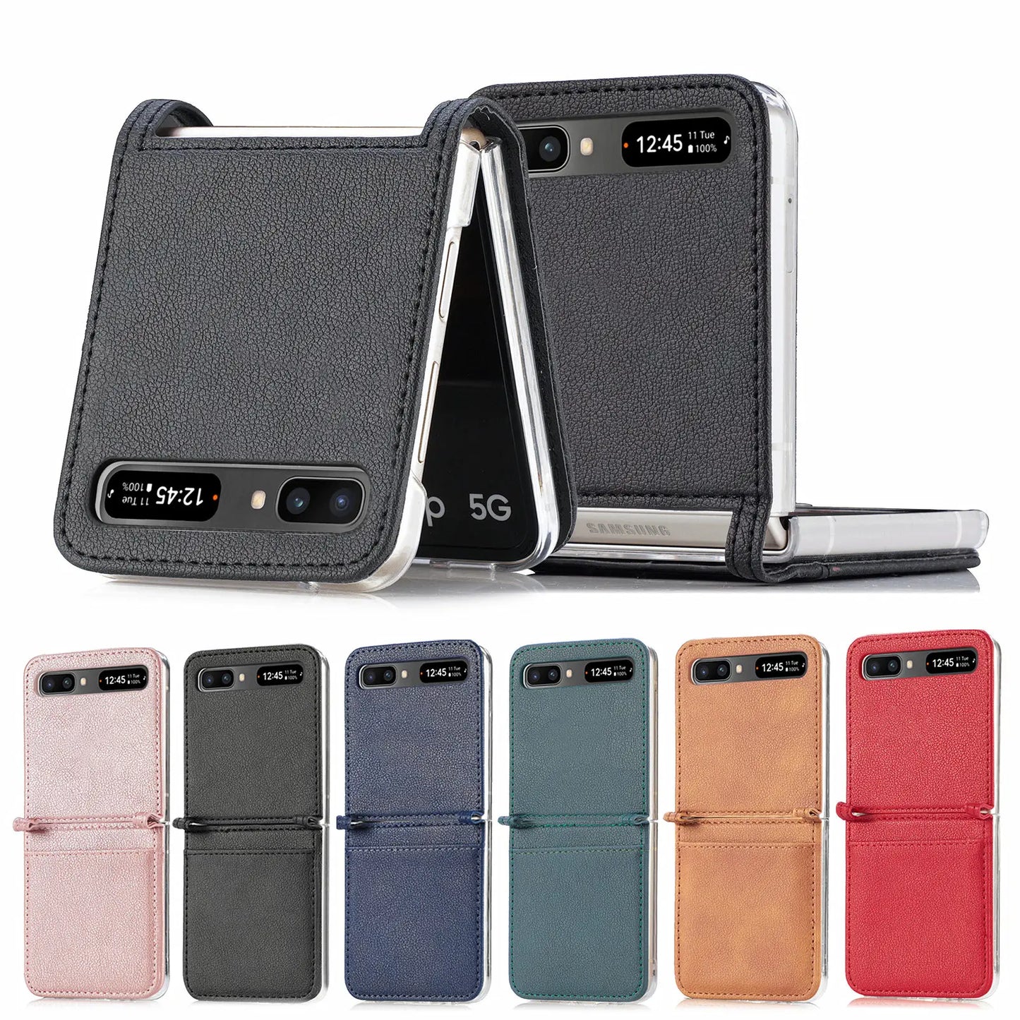 for Samsung Z Flip 7 2 6 5 4 3 flip7 Flip6 Flip5 Flip4 Leather Case for Samsung Galaxy Z Flip2 5G Flip 1 2 Card Slot Accessories