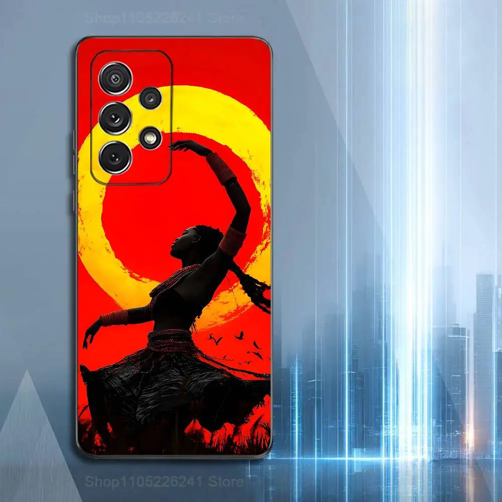 African Black Beauty For Samsung S9,S10,S20,S10,S21,S25,S24,S23,Ultra,FE,Plus,Lite,Soft Silicone Black Case