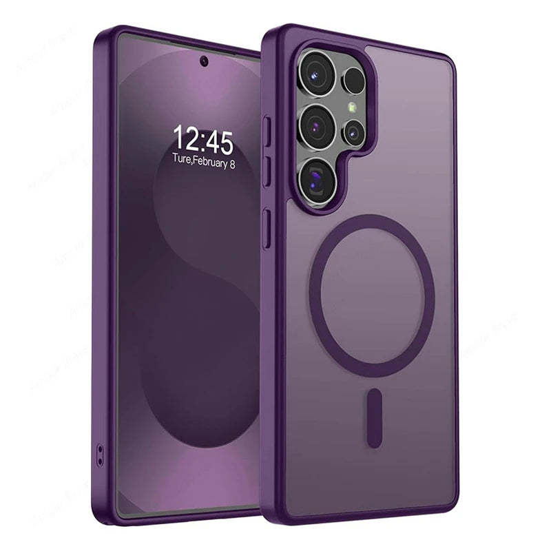 For Magsafe Translucent Phone Cases For Samsung Galaxy S26 S25 S24 S23 S22 Ultra Plus Case Magnetic Wireless Charging Cover