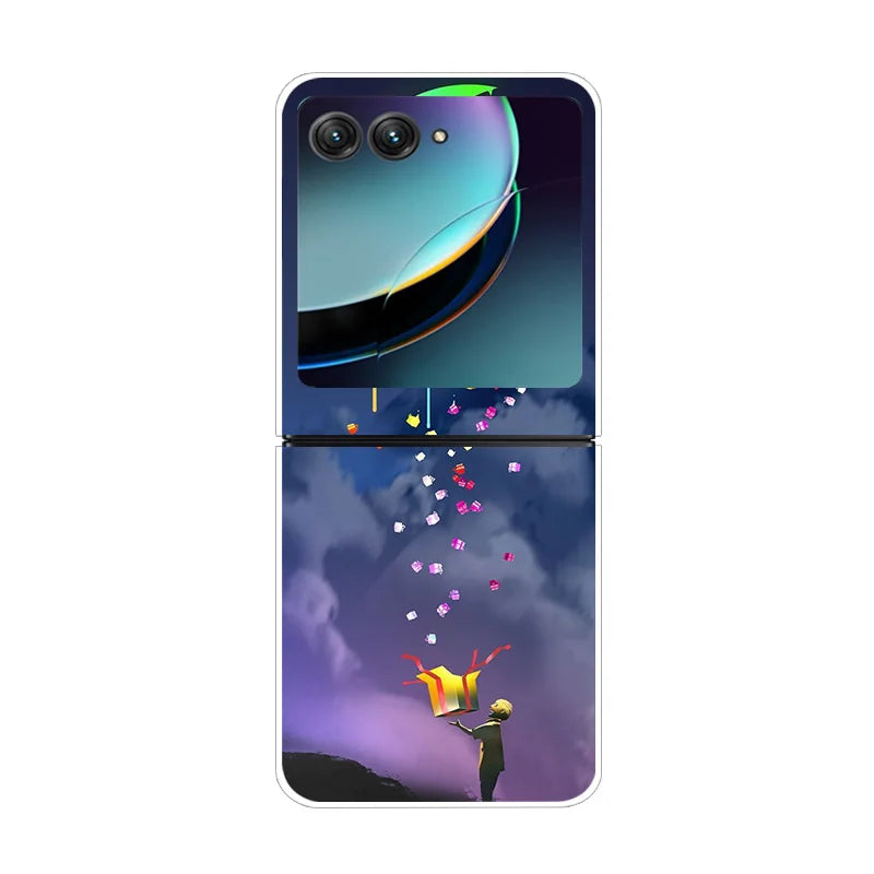 For Motorola Razr 40 Ultra Phone Case Flower Painted Clear Plastic PC Hard Back Cover For Moto Razr 40 Ultra Case 40Ultra 6.9"