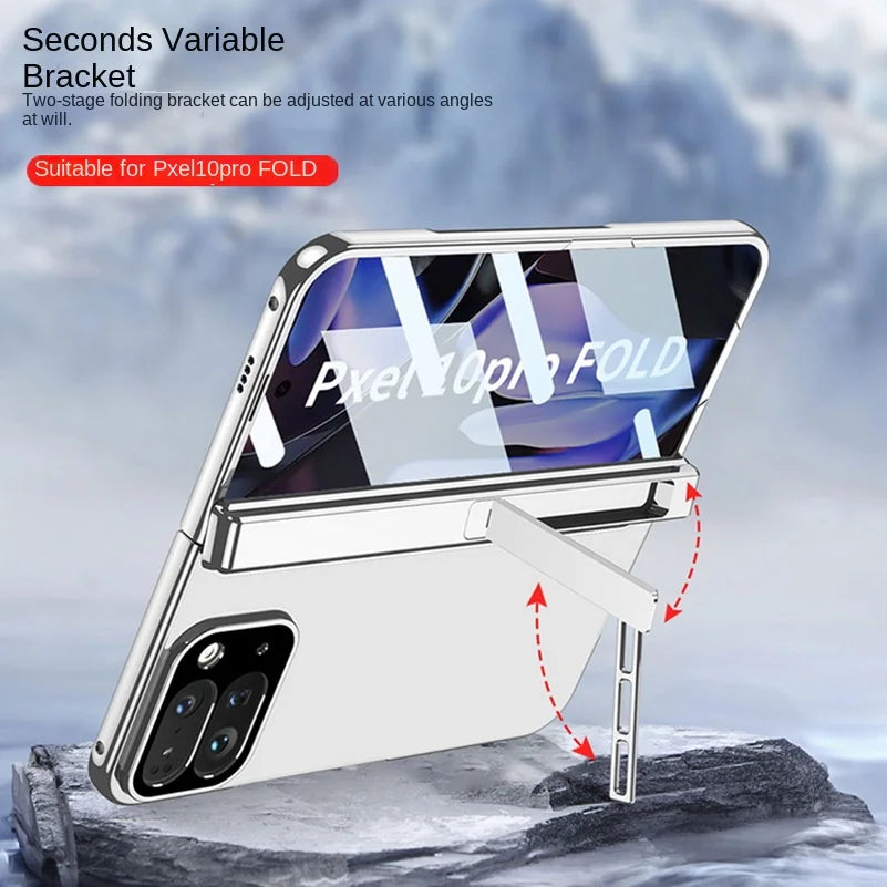 Magnetic Hinge Folding Bracket Plated Frame Transparent Glass Protective Film Case for Google Pixel 10 Pro Fold Protect Cover