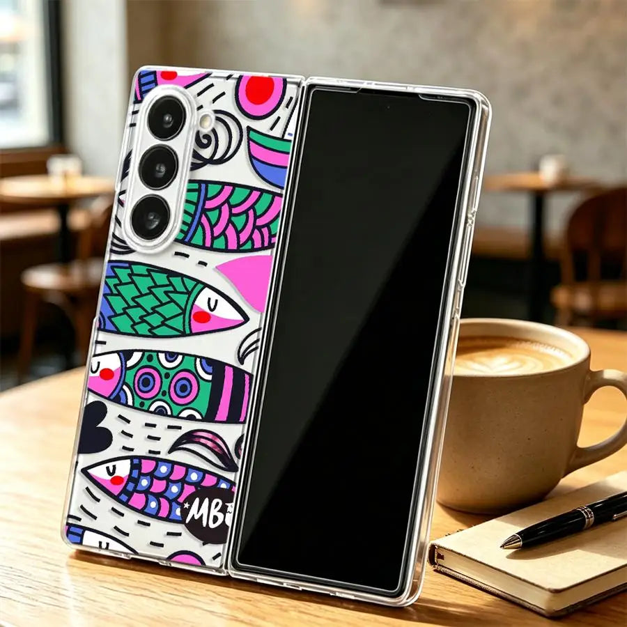 Cartoon Fish Case for Samsung Galaxy Z Fold 8 Ultra ZFold5 ZFold3 ZFold4 Z Fold 7 6 5 4 3 ZFold7 ZFold6 Back Phone Cover