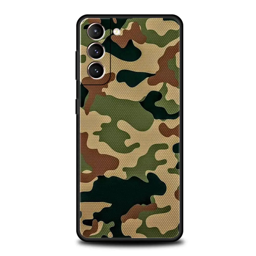 Camouflage Camo Military Army Phone Case For Samsung Galaxy S25 S24 S23 FE S22 Ultra S20 S21 5G S10 Plus S10E Soft Black Cover