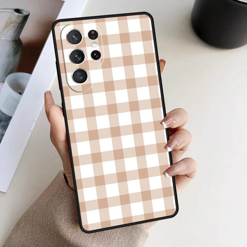 Phone Case For Samsung Galaxy S24 S23 S21fe S22 Ultra Plus Note 10 20 S8 S9 S10 Cover Pastel Gingham