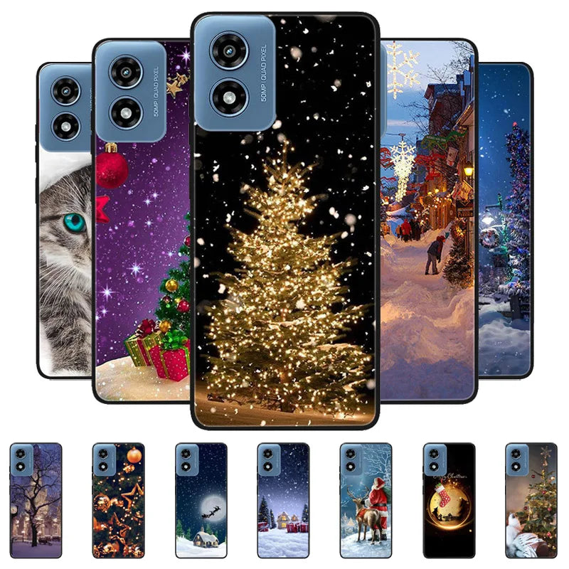 Shockproof Black TPU Case For Motorola Moto G 2025 G Play 2024 G Stylus 5G 2021 Power 2022 Protective Cover Christmas Funda Capa