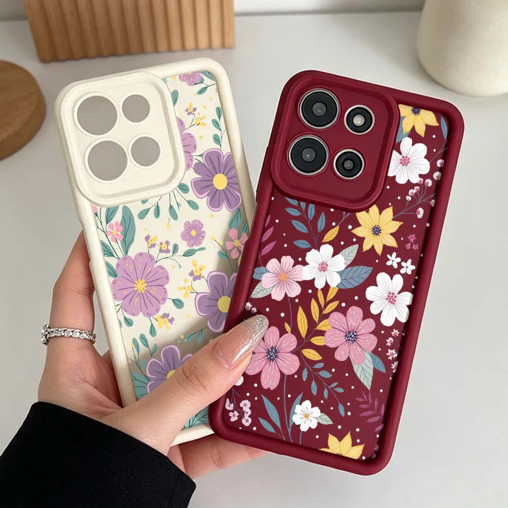 Exquisite Floral Pattern Cover For Motorola Moto G86 G85 G75 G56 G35 G24 G06 Edge 70 60 50 Fusion Eye Ladder Phone Case