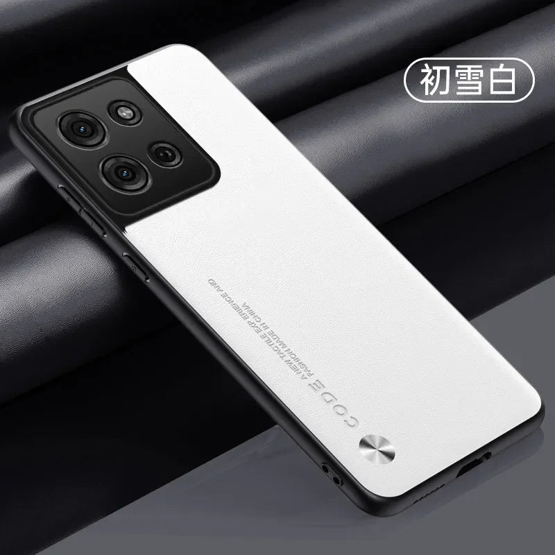 Plain PU Leather Case for Motorola Moto G75 G55 G35 G85 Edge 50 Fusion 40 Neo Silicone Matte Bumper Soft Frame Shockproof Cover