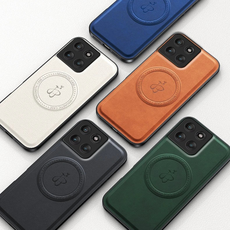 PU Leather Wireless Charging Magnetic Case for Motorola Moto G56 G86 5G Fusion Protective Cover Hard Back Shell Coque