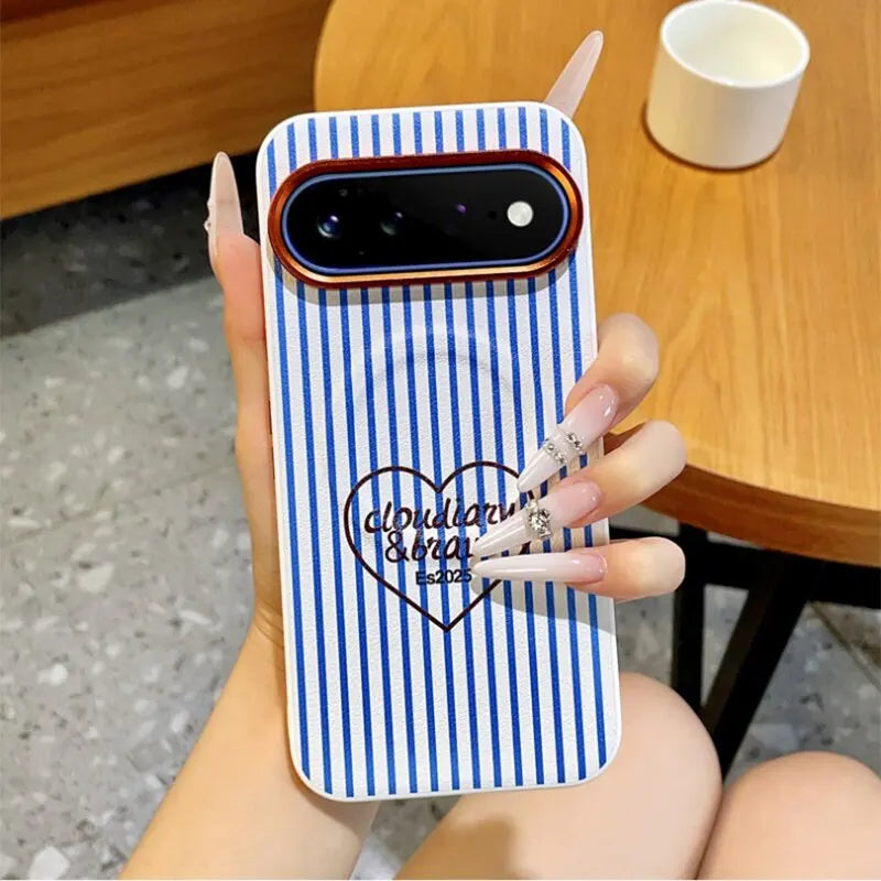 Fashion Aesthetic Gingham Print For Magsafe Case For Google Pixel 11 10 9 Pro XL 10A 9A Metal Lens Frame Shockproof Cover Funda