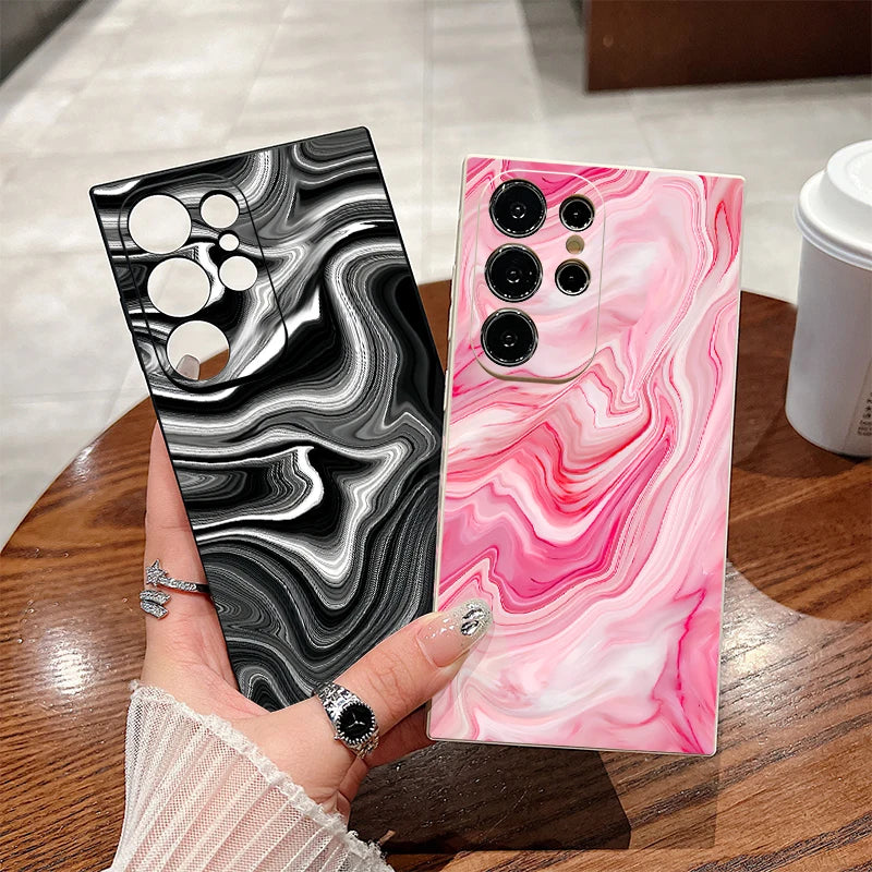 Marble Pattern Phone Case For Samsung Galaxy S24 S23 S22 Ultra S21 S20 FE A52 A53 A15 A16 A25 A35 A54 A55 5G Watercolor Cover