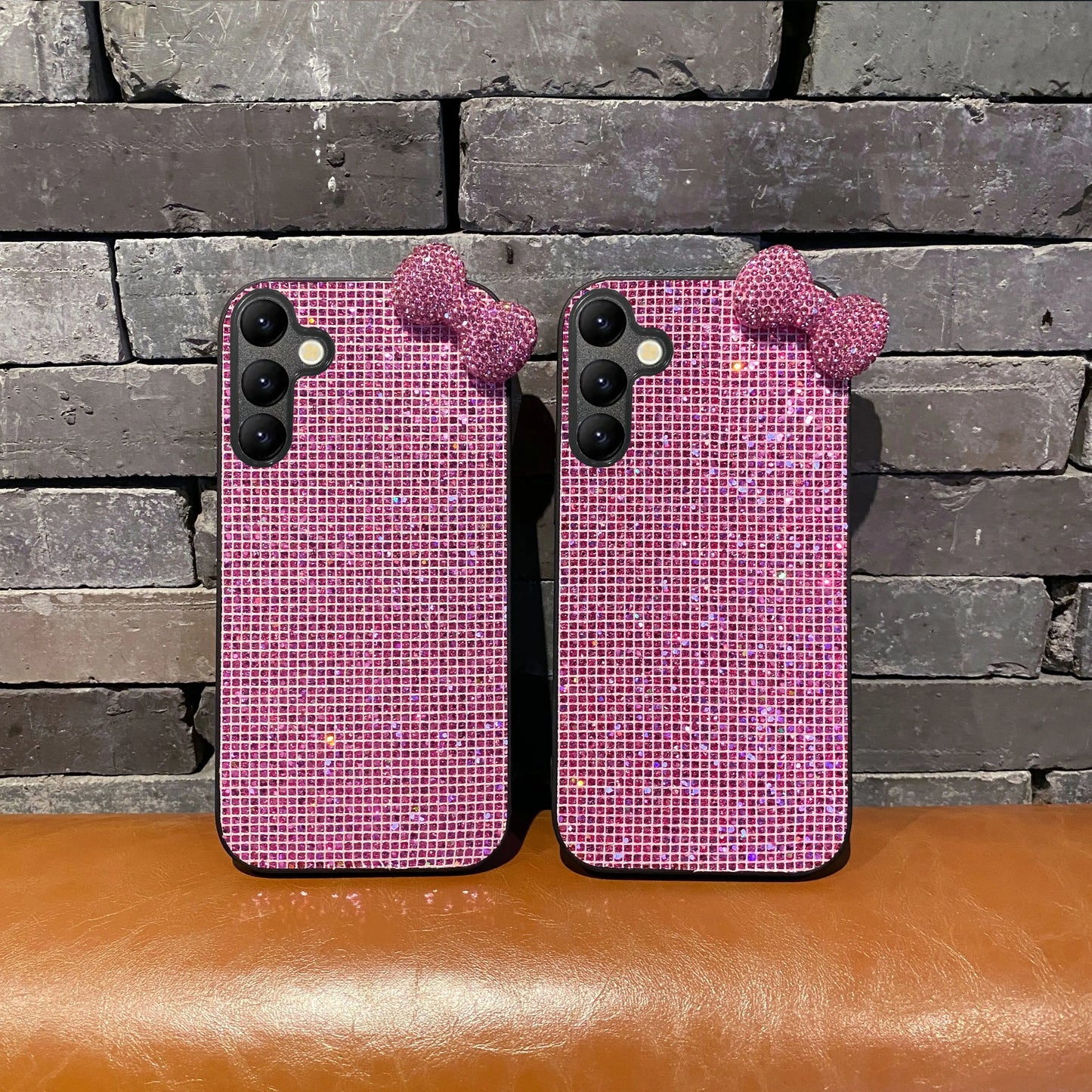 Fashion Cute Drill Pink Butterfly TPU Phone Case For Samsung Galaxy S22 S23 S25 Edge S24 FE Plus Ultra Glitter Protective Case