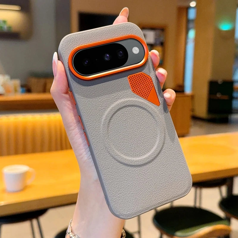 For Google Pixel 10 10 Pro 10 ProXL Large Hole Metal Lens Protective Ring Heat-Dissipating Magnetic Shockproof Phone Case