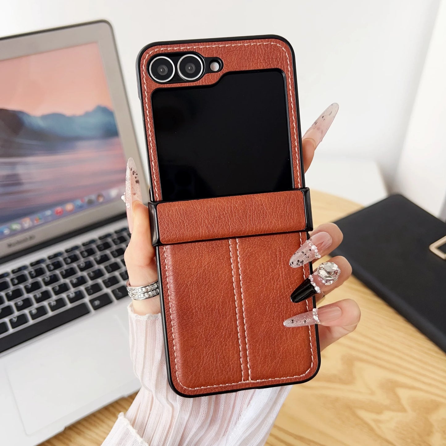 Business Retro Leather Texture Flip Phone Case for Samsung Galaxy Z Flip 7 6 5 4 3 Anti-Drop PU Material Inclusive Protect Cover