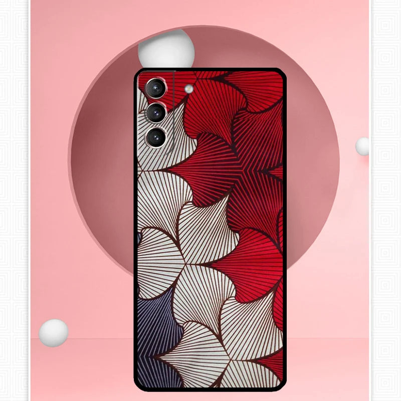 African Wax Pattern Fabric Case For Samsung Galaxy S24 S23 Ultra S22 S20 FE S21 FE Note 10 20 S8 S9 S10 Plus Cover