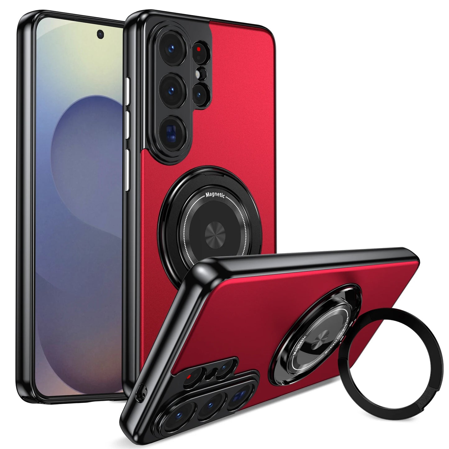 Luxury Metallic 360 Rotating Stand Case For Samsung Galaxy S26 Ultra S26+ Plus 5G Magnetic Cover With Camera Lens Protection