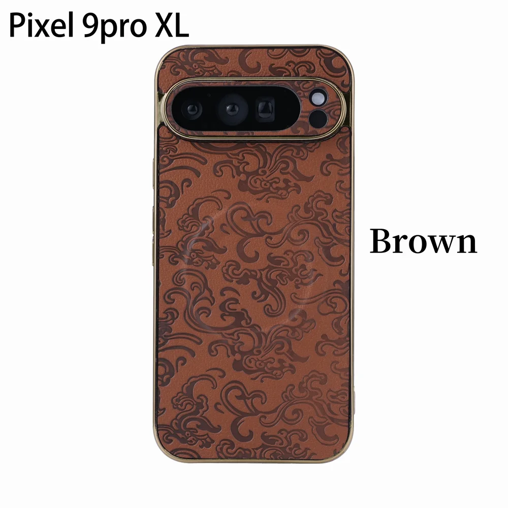 Luxury Advanced Texture Pattern Leather Phone Case For Google Pixel 9Pro 9 Pro XL Plating Protective Cover For Pixel 8 8A 8 Pro
