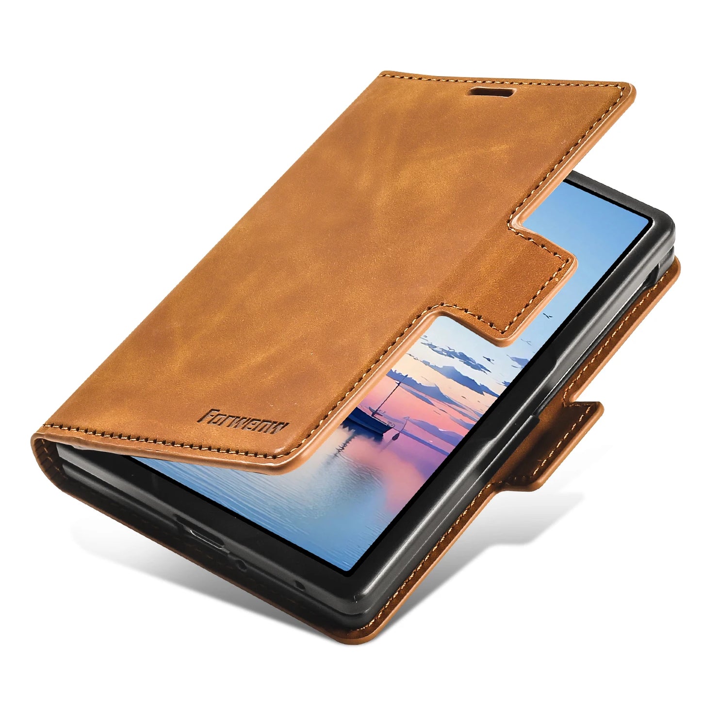 Luxury Business Flip Card Slot Wallet Leather Phone Case‌ for Samsung Z Fold 8 Wide Shockproof Book Stand Comfortable Grip Cover