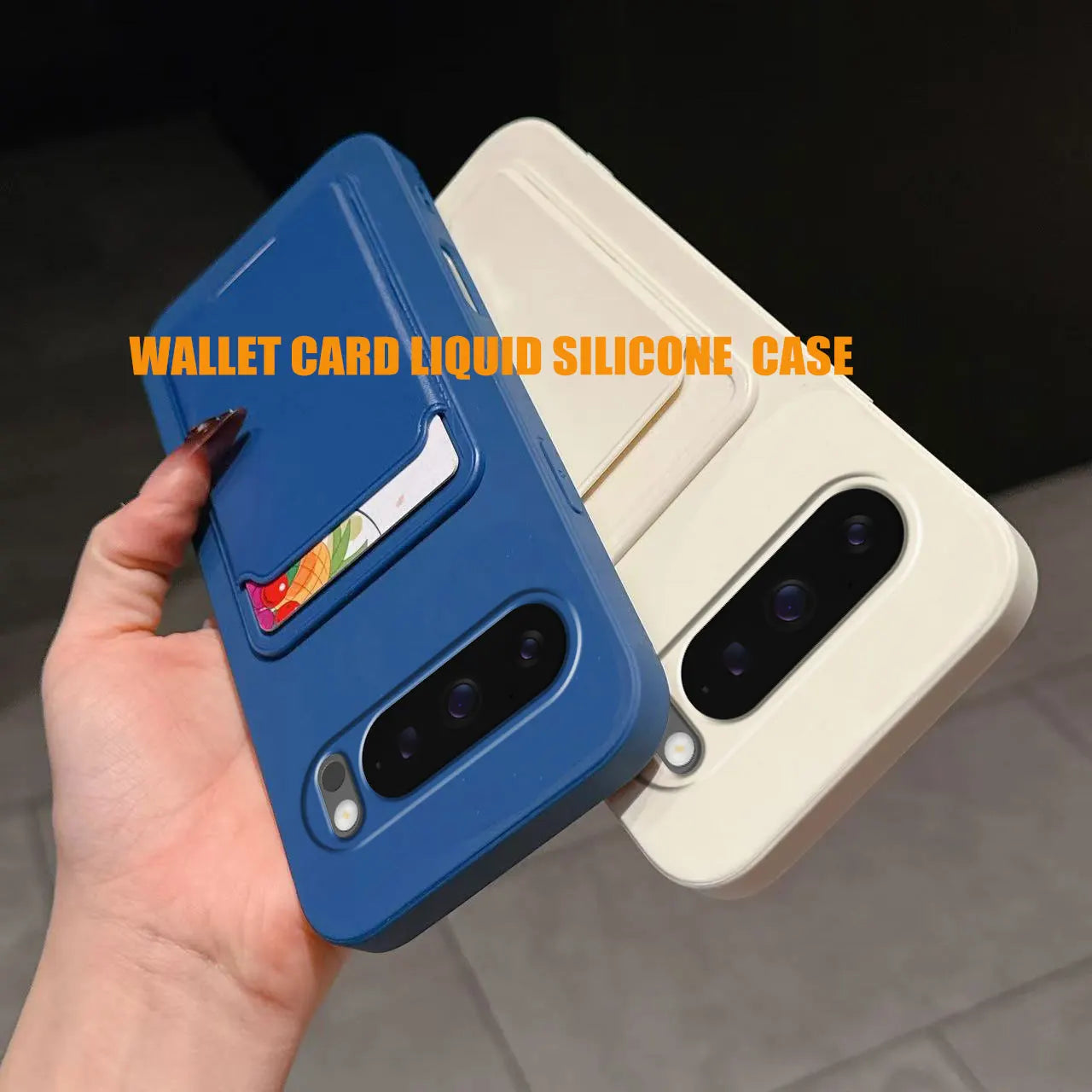 Case for Google Pixel 10 Pro 9 8 Liquid Silicone Card Holder Soft Phone Skin Cover 10 Pro XL Shockproof Back Pocket Wallet Funda