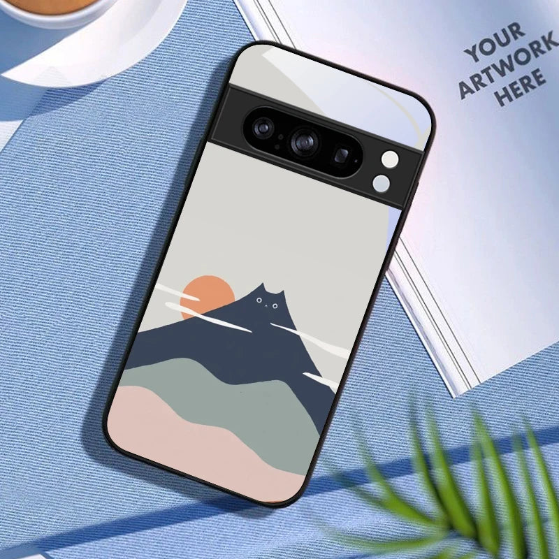 Richu Mountain For Google Pixel 8 P Ixel 7 Pi Xel 7A Pix El 8A G Oogle 9 9A 9Pro Pixe L 9Pr O XL Black Glass Phone Case