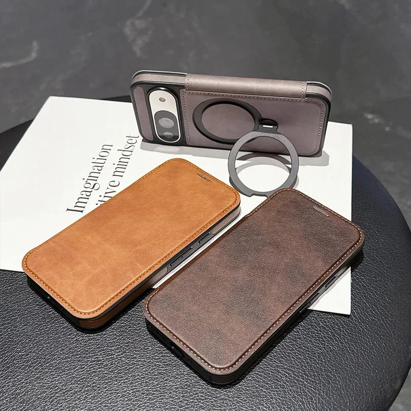 Luxury Magnetic Flip Leather Wallet Magnet Bracket Case For Google Pixel 10 9 Pro XL 9A 9 10 8 Pro Slot Card Bag Holder Cover