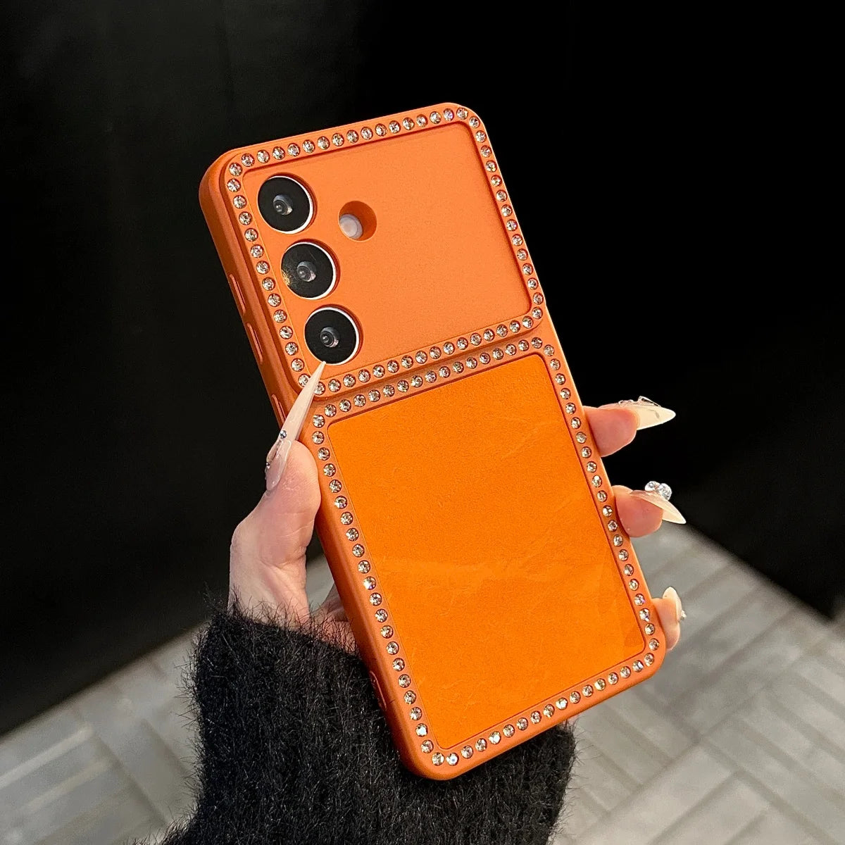 Fashion Snow Mountain Velvet Glitter Diamond Phone Case For Samsung S26 S25 S24 FE Ultra Plus Camera Protection Shockproof Cover
