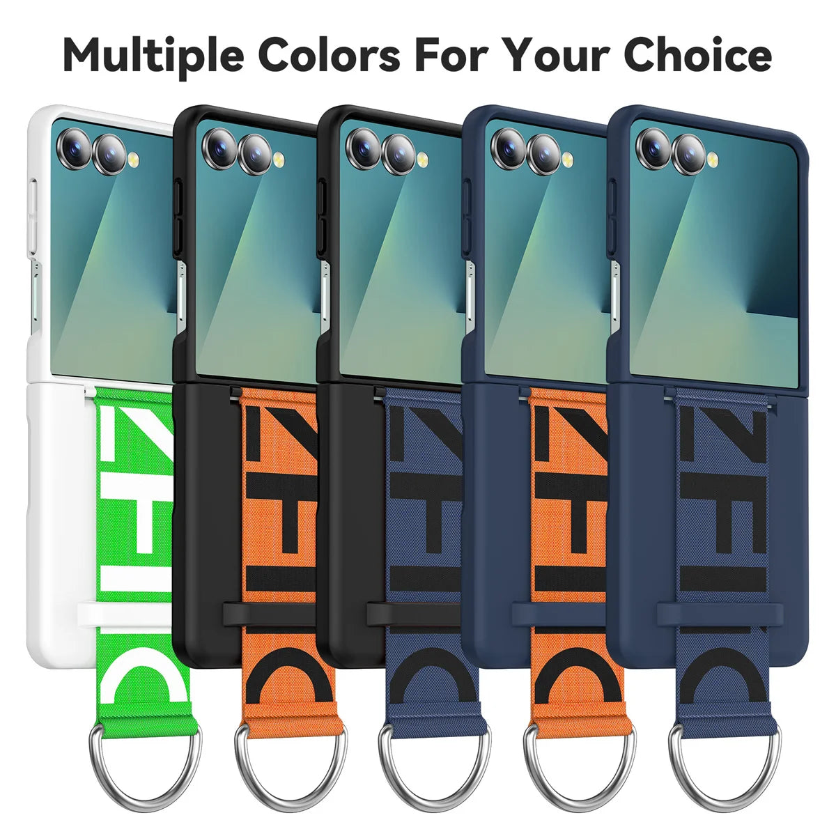 Wrist Strap Ring Holder Phone Case for Samsung Galaxy Z Flip 7 6 5 Luxury Matte PC Shockproof Hand Chain Band ZFlip 7 FE Cover
