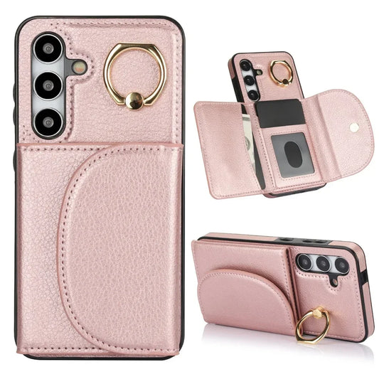 Ring Stand Card Wallet Phone Case for Samsung Galaxy S21 S23 FE S22 S24 S25 Ultra Plus A54 A14 A15 A55 A35 A16 5G Leather Cover