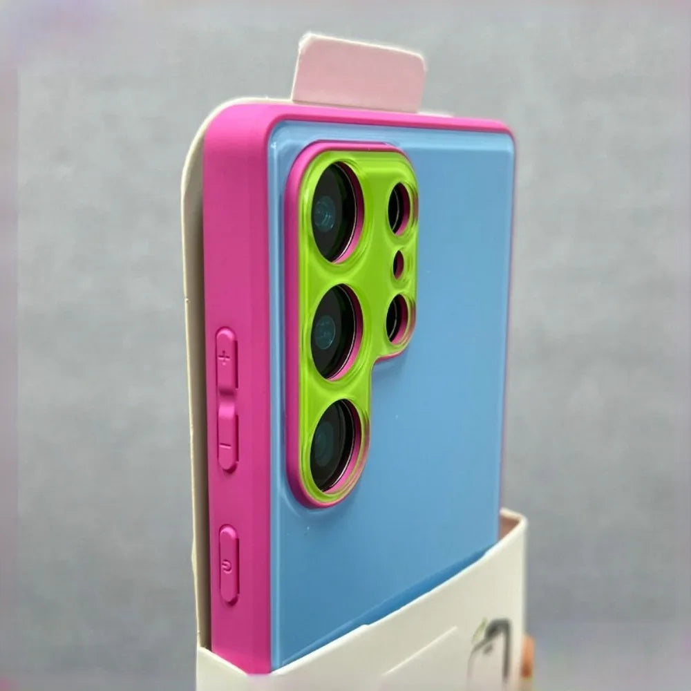 Summer Dopamine Contrast Candy Color For Samsung Galaxy S26 Ultra Plus S25 Ultra S24 All-inclusive Shockproof Bumper Hard Cover