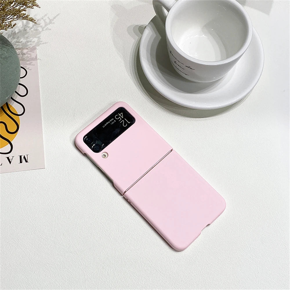 Candy Color Frosting PC Case For Samsung Galaxy Z Flip 6 5GFor Z Flip5 Flip3 Flip4 Ultra Thin Solid Color Hard PC Back Cover
