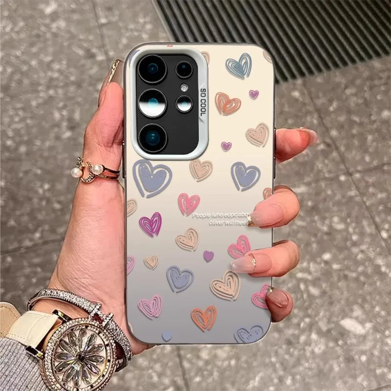 Simple Colorful Love IMD Case For Samsung Galaxy S25 S24 S23 S22 S21 Ultra Plus FE A56 A16 A15 A35 A55 A34 A54 A33 A53 A26 Cover