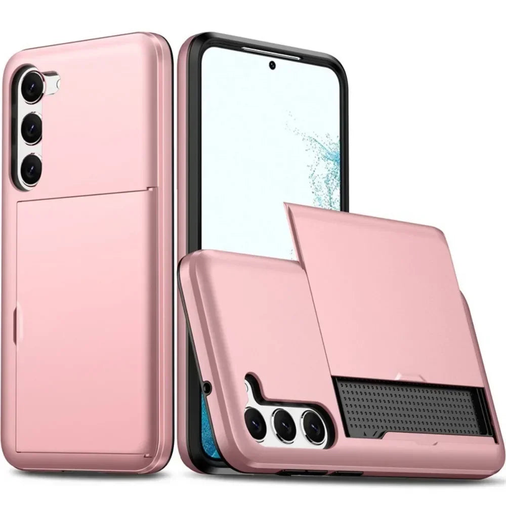 For Samsung Galaxy S25 S24 Ultra S22 Plus S23 S21 S20 FE Note 20 A17 A55 Wallet Cover Card Holder Slot Shockproof Phone Case